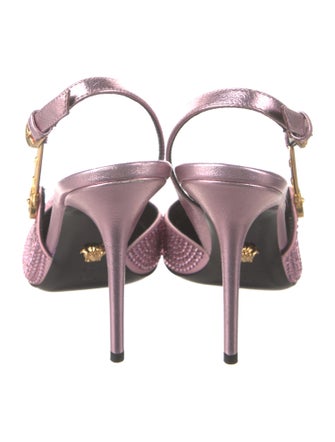 Versace Crystal Crystal Embellishments Slingback Pumps