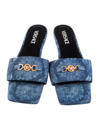 Versace Denim Printed Slides