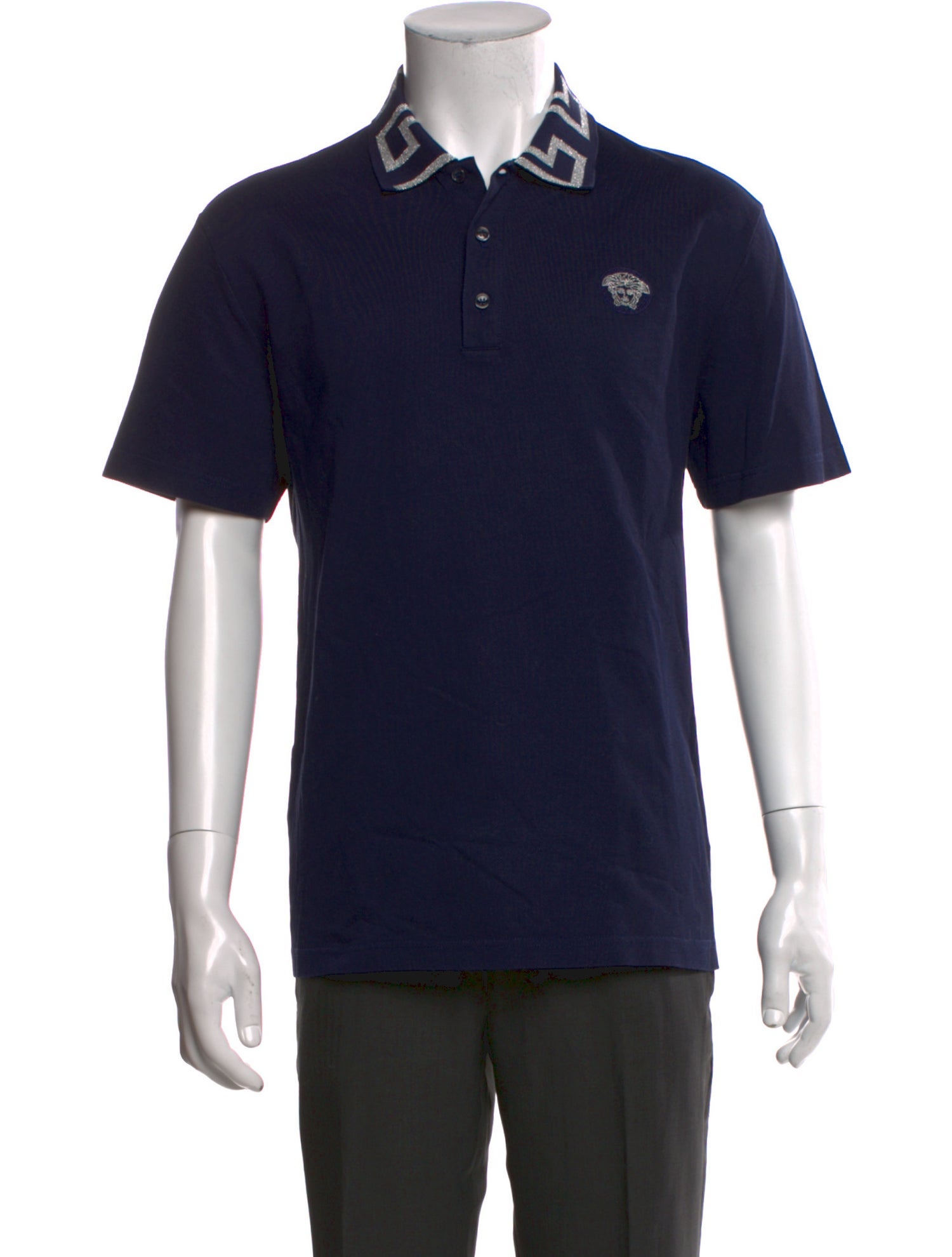Versace Printed Collar Polo Shirt