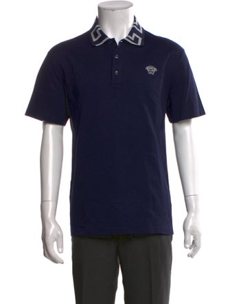 Versace Printed Collar Polo Shirt
