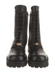 Versace Grecca Pattern Leather Combat Boots