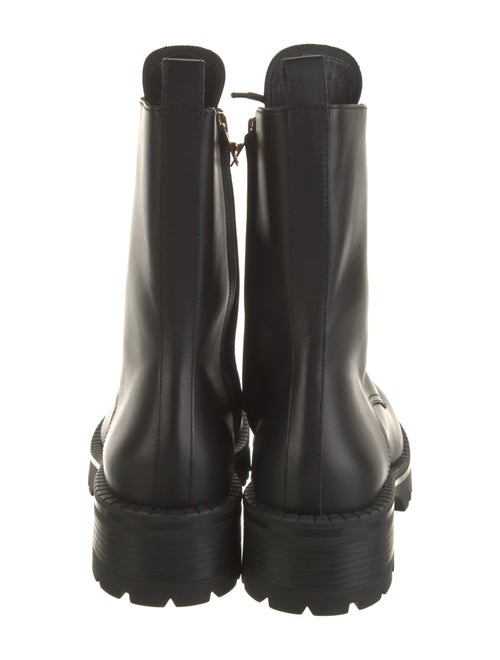 Versace Grecca Pattern Leather Combat Boots