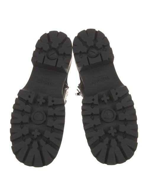 Versace Grecca Pattern Leather Combat Boots