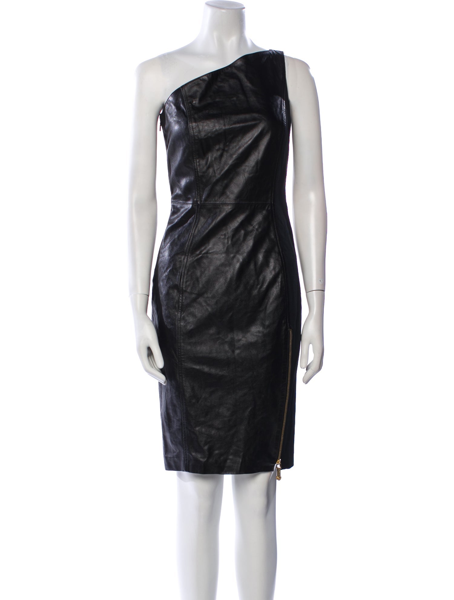 Versace Leather Knee-Length Dress w/ Tags
