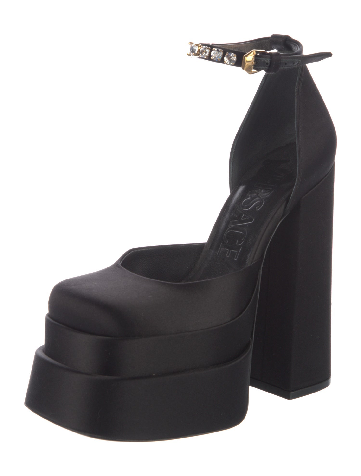 Versace Medusa Insignia Satin D'Orsay Pumps