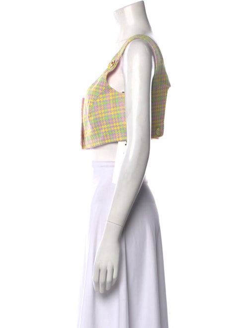 Versace Plaid Print Scoop Neck Crop Top