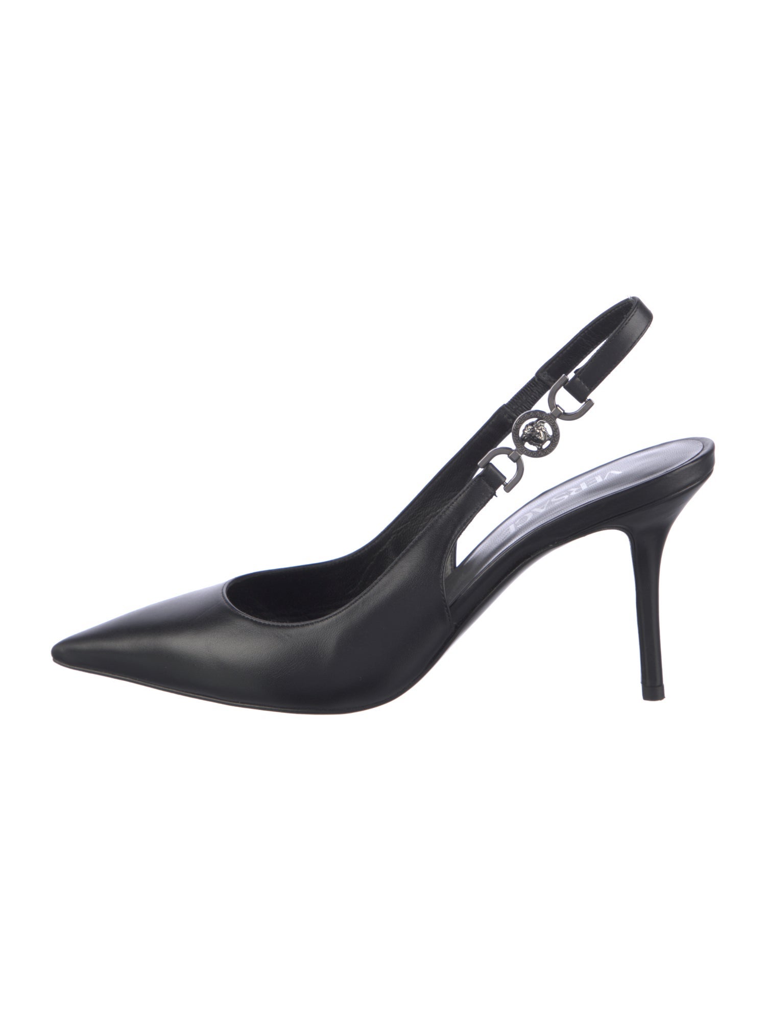 Versace Medusa Insignia Leather Slingback Pumps