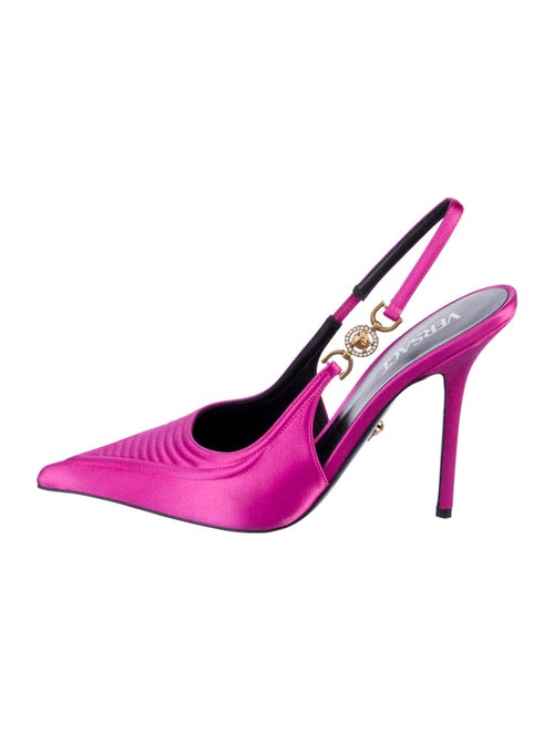 Versace Medusa Insignia Satin Slingback Pumps