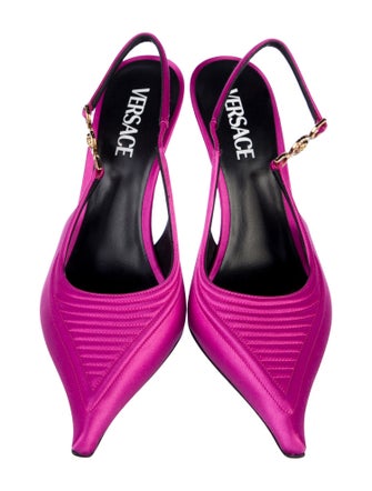 Versace Medusa Insignia Satin Slingback Pumps