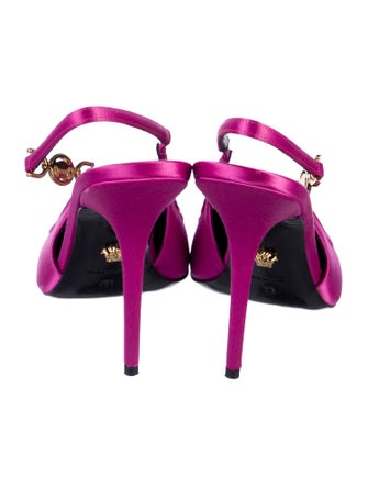 Versace Medusa Insignia Satin Slingback Pumps