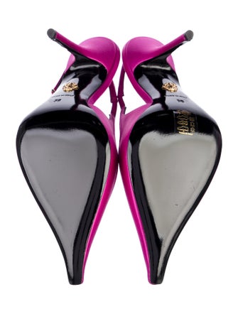 Versace Medusa Insignia Satin Slingback Pumps