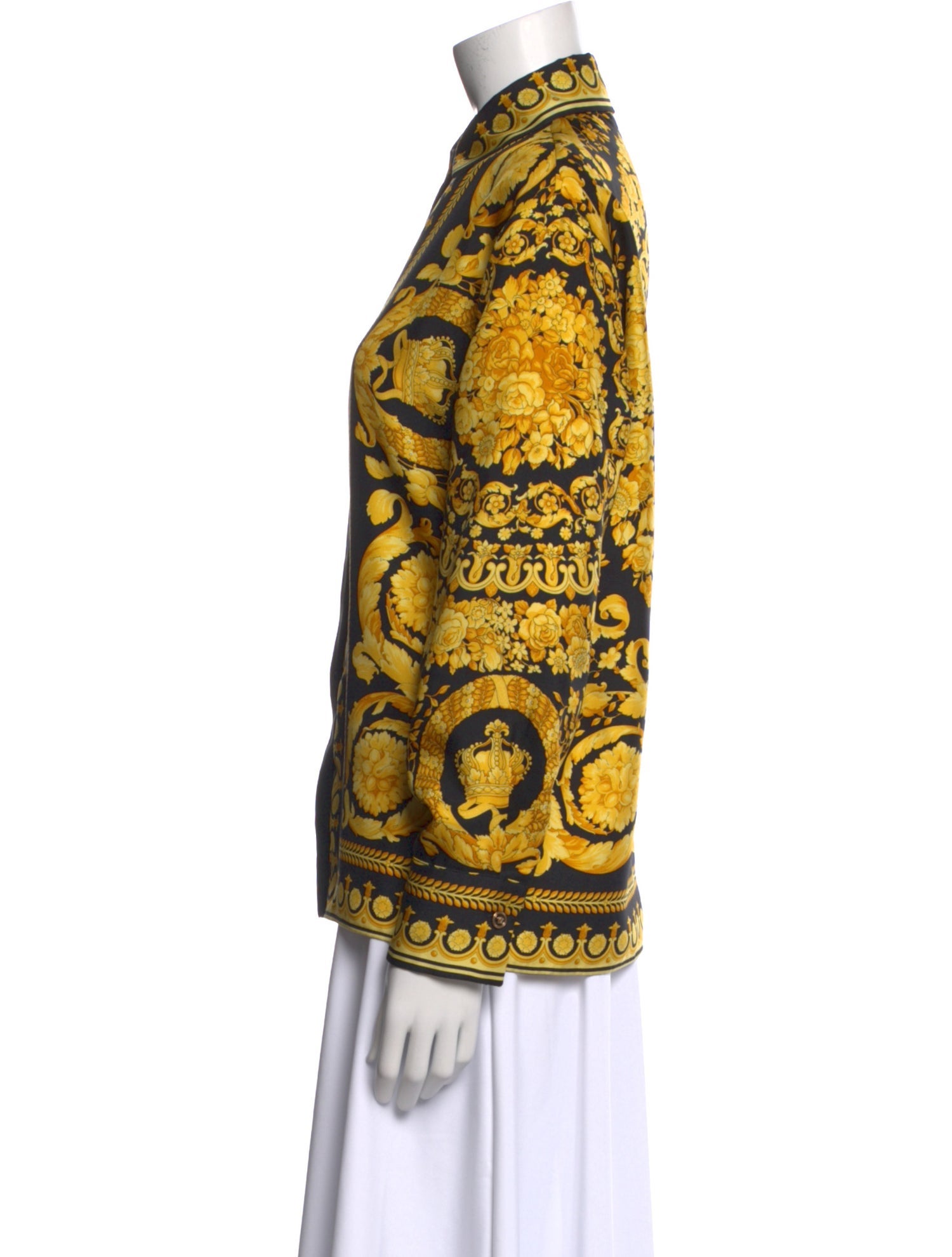 Versace Silk Printed Button-Up Top