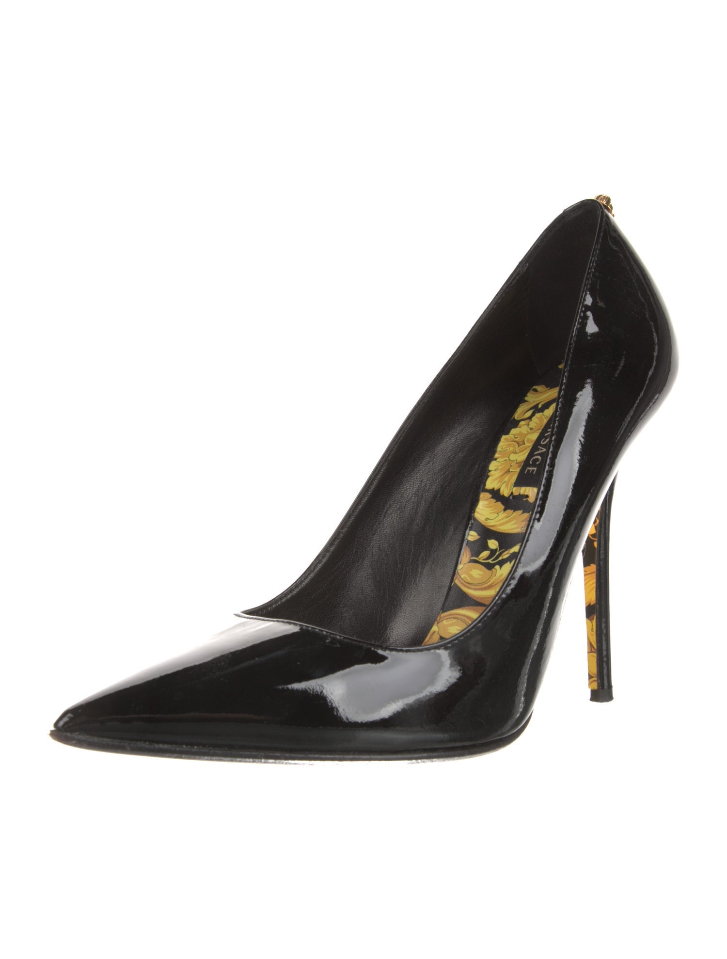 Versace Medusa Insignia Patent Leather Pumps
