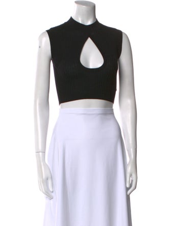 Versace Wool Crew Neck Crop Top