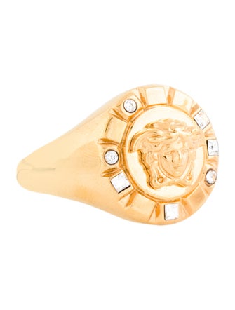 Versace Crystal Palazzo Medusa Round Cocktail Ring