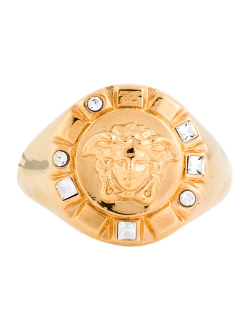 Versace Crystal Palazzo Medusa Round Cocktail Ring