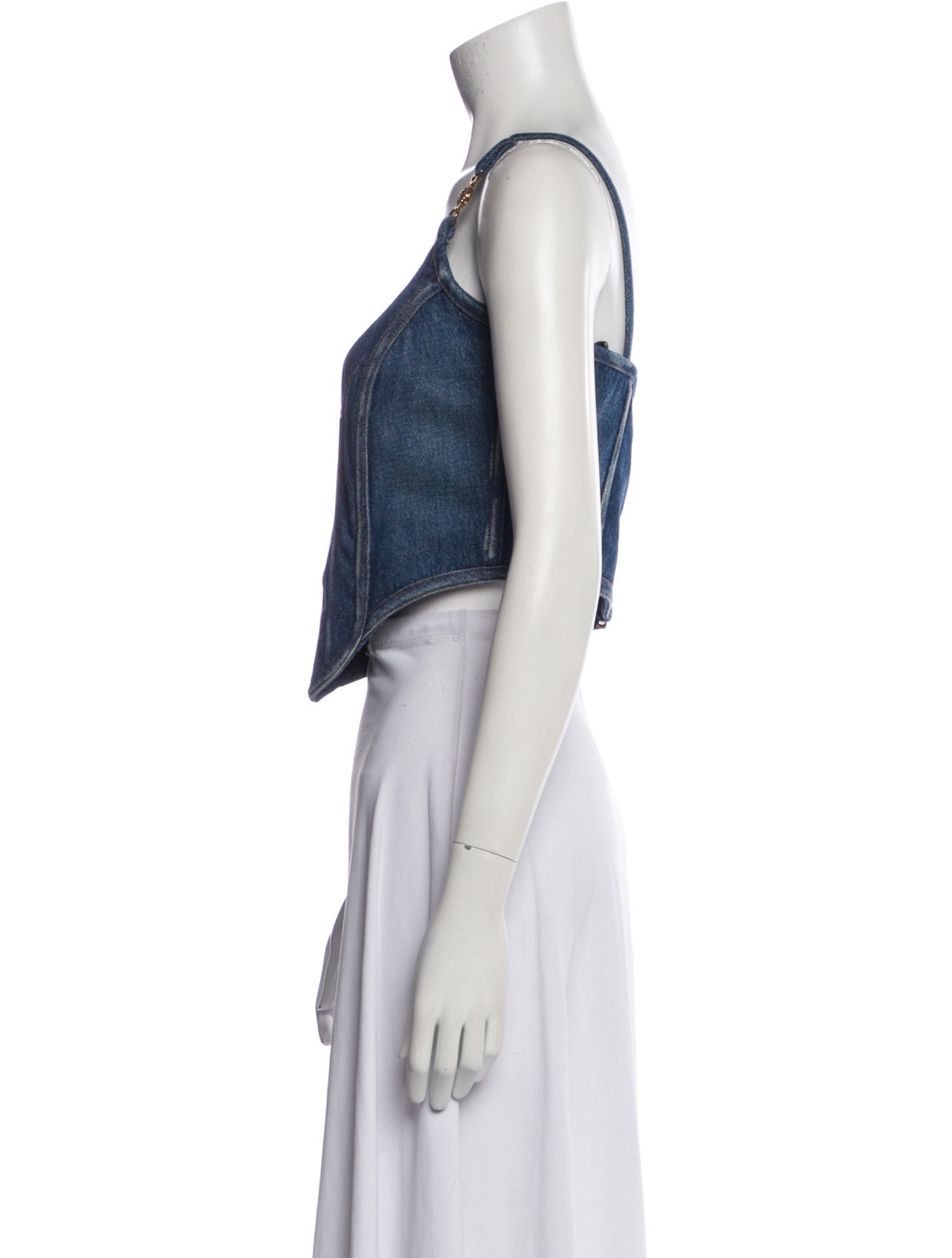 Versace Square Neckline Sleeveless Crop Top