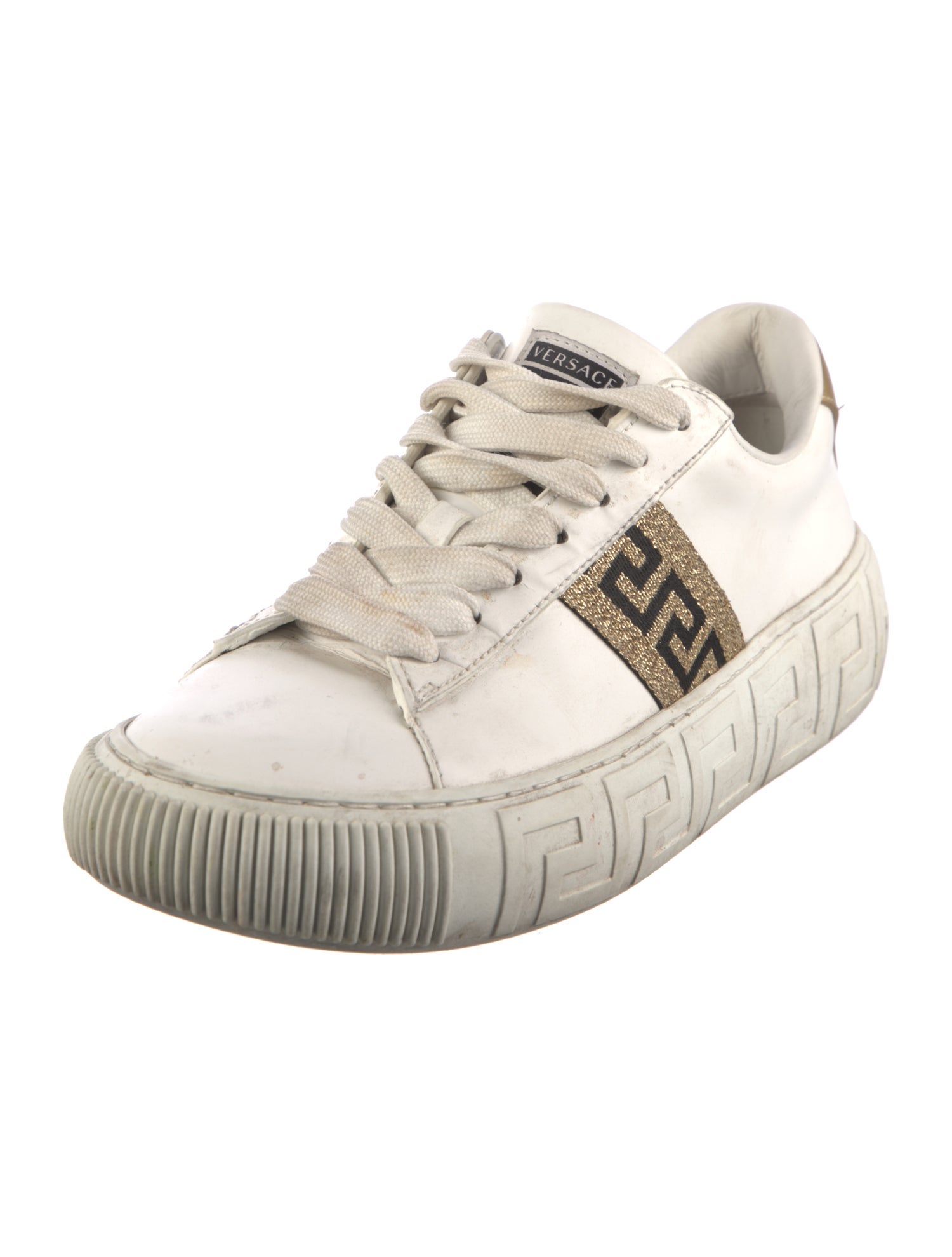 Versace Leather Colorblock Pattern Sneakers