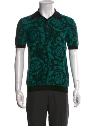 Versace Virgin Wool Crew Neck Polo Shirt
