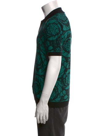 Versace Virgin Wool Crew Neck Polo Shirt