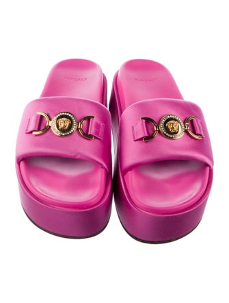 Versace Satin Crystal Embellishments Slides