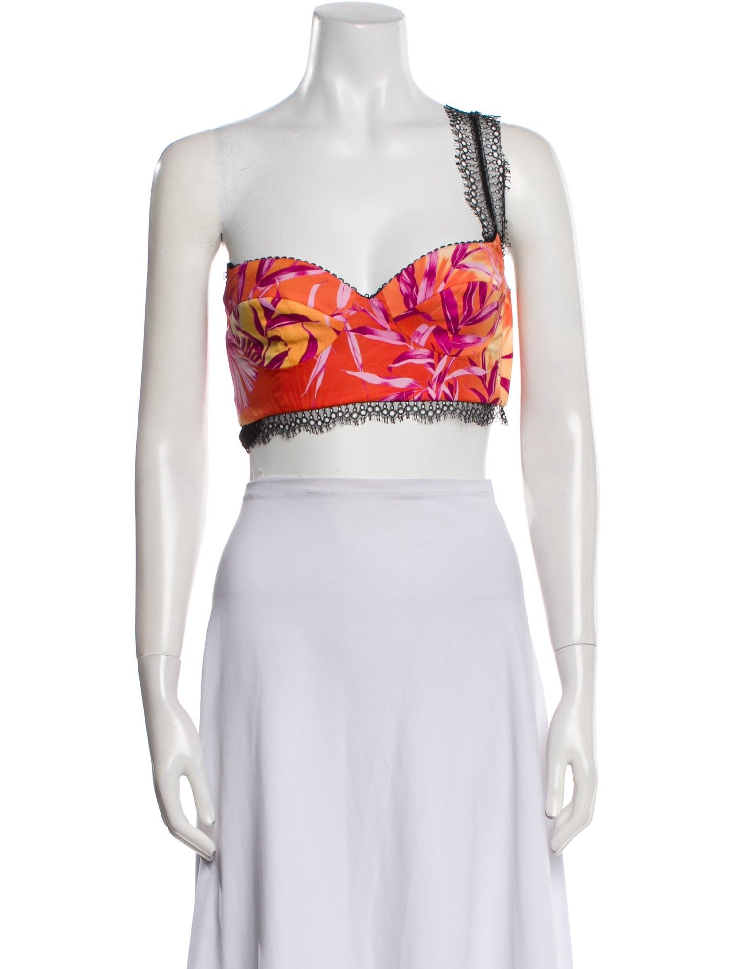 Versace Floral Print Strapless Crop Top