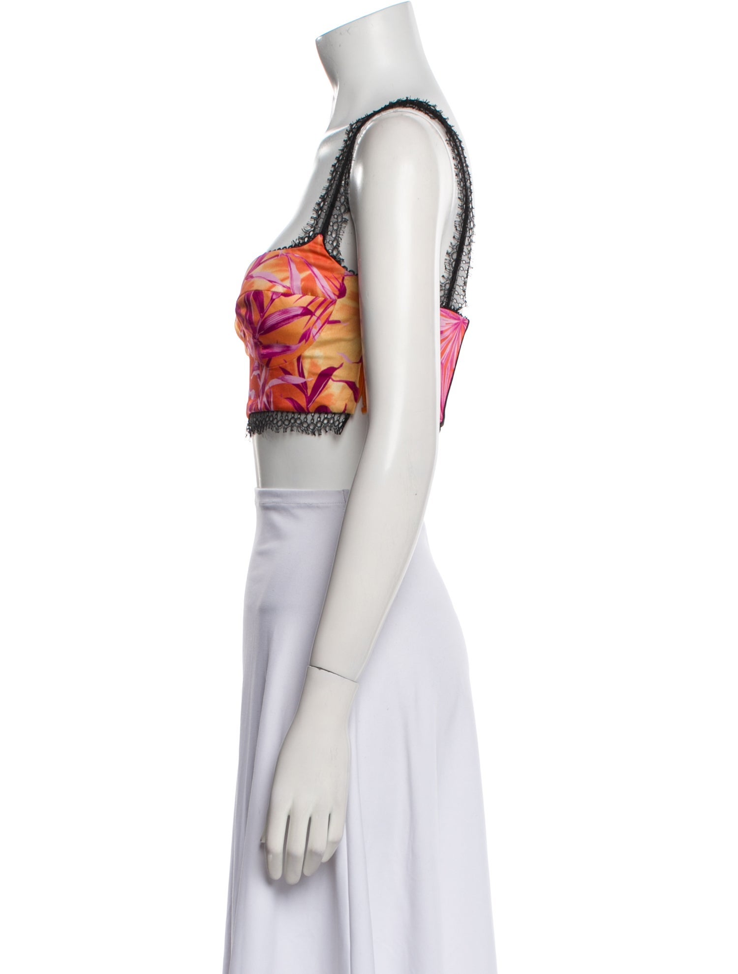 Versace Floral Print Strapless Crop Top