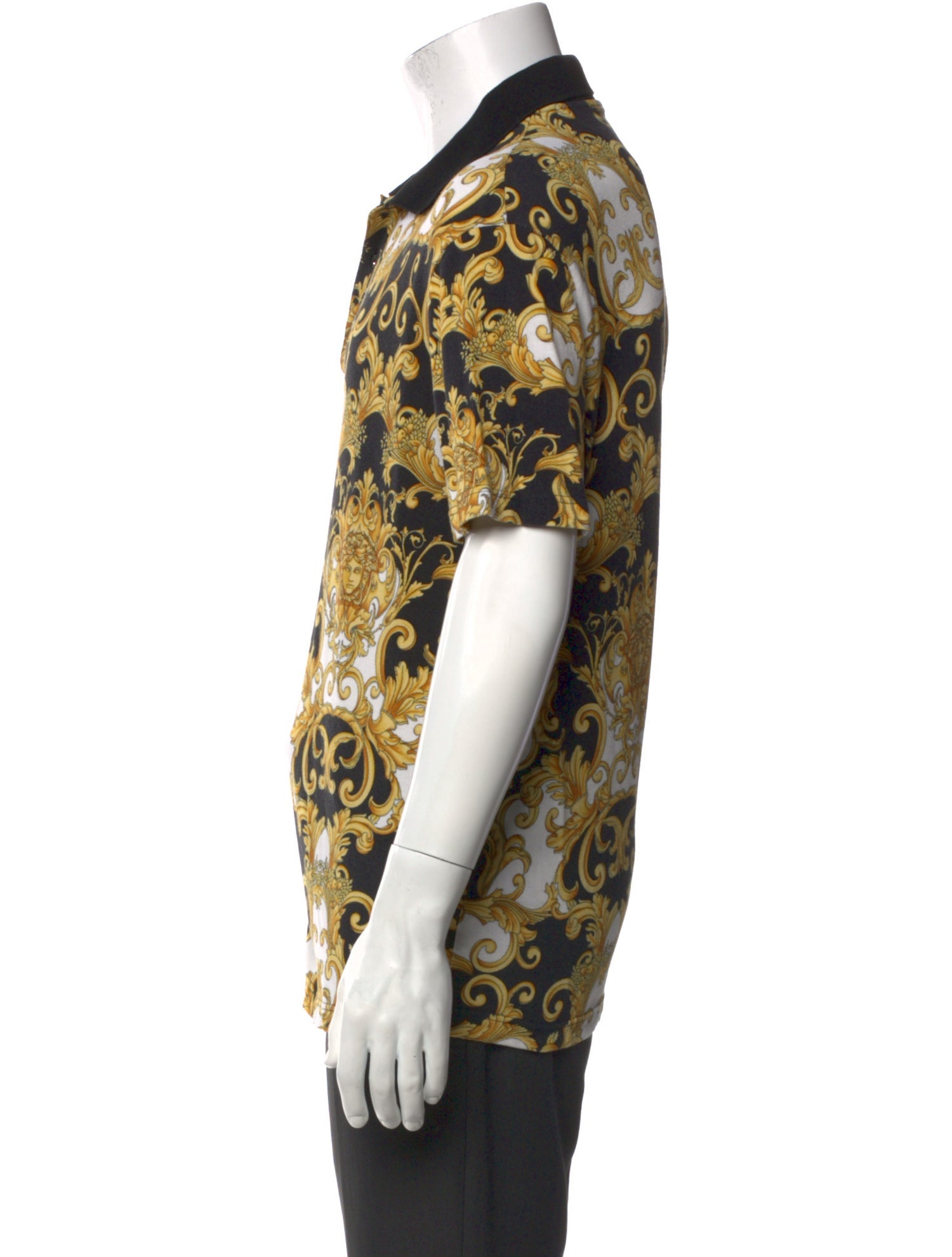 Versace Printed V-Neck Polo Shirt