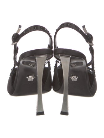 Versace Leather Studded Accents Slingback Pumps