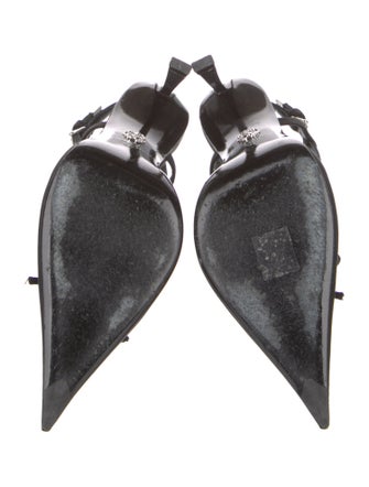 Versace Leather Studded Accents Slingback Pumps