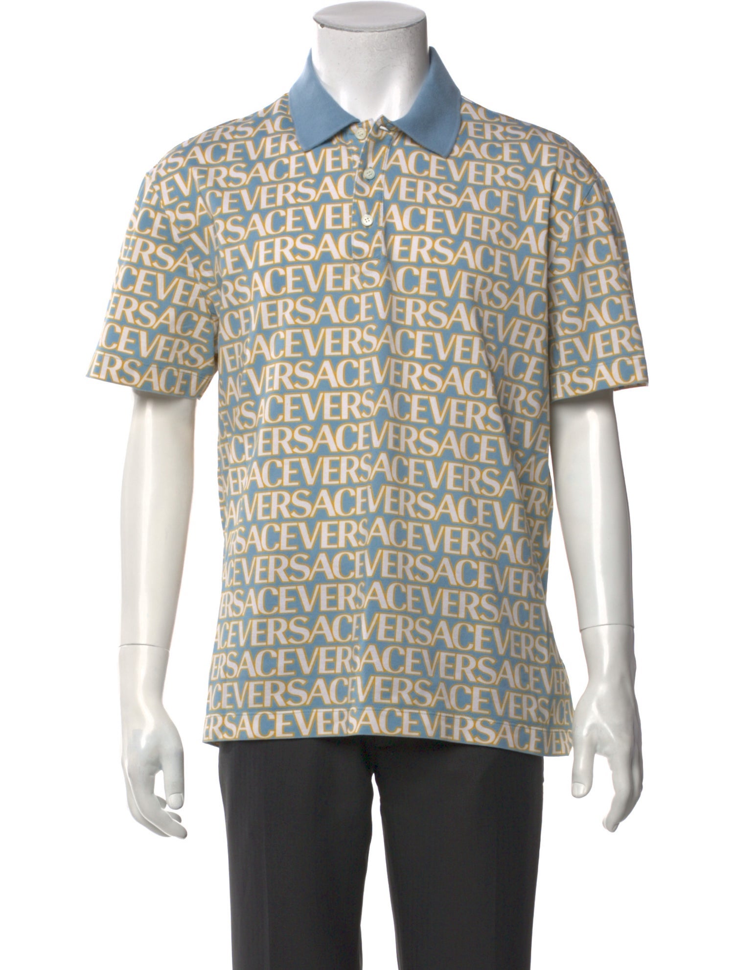Versace Printed Crew Neck Polo Shirt