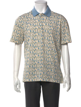Versace Printed Crew Neck Polo Shirt