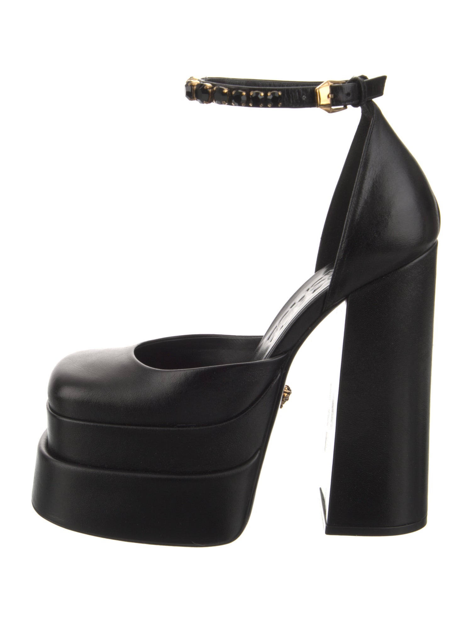 Versace Medusa Insignia Leather D'Orsay Pumps
