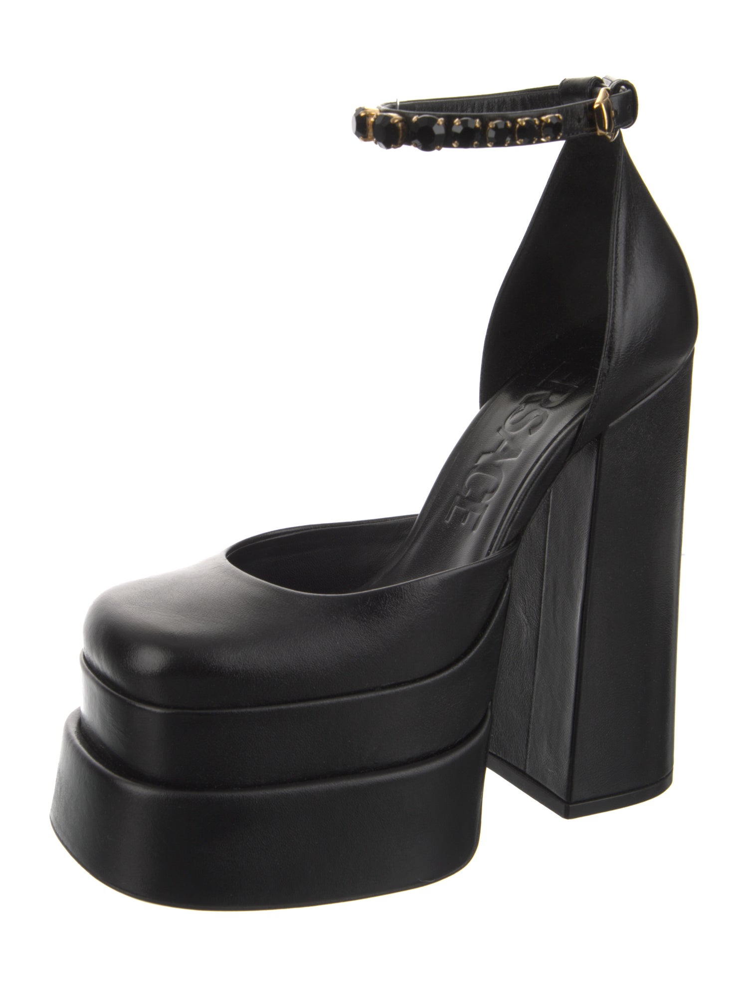 Versace Medusa Insignia Leather D'Orsay Pumps
