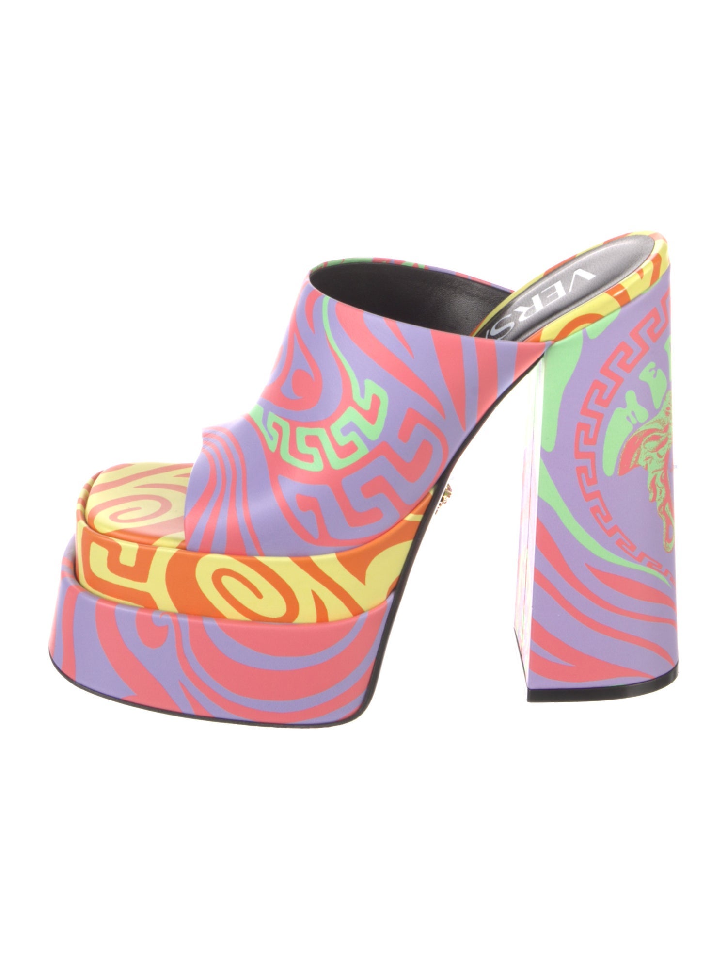 Versace Leather Printed Slides