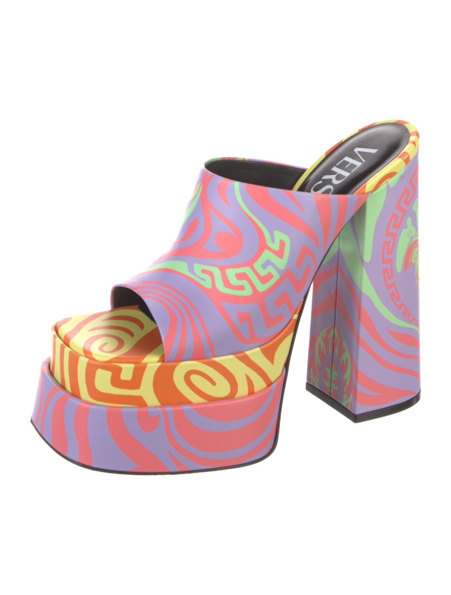 Versace Leather Printed Slides