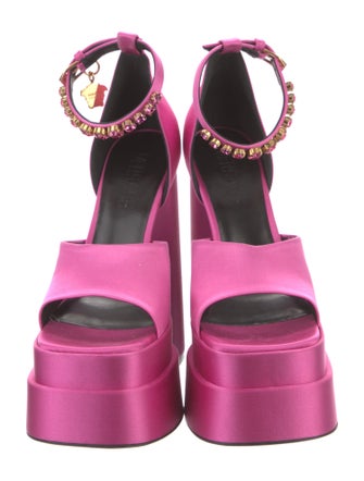 Versace Satin Crystal Embellishments D'Orsay Pumps