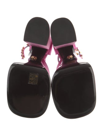 Versace Satin Crystal Embellishments D'Orsay Pumps