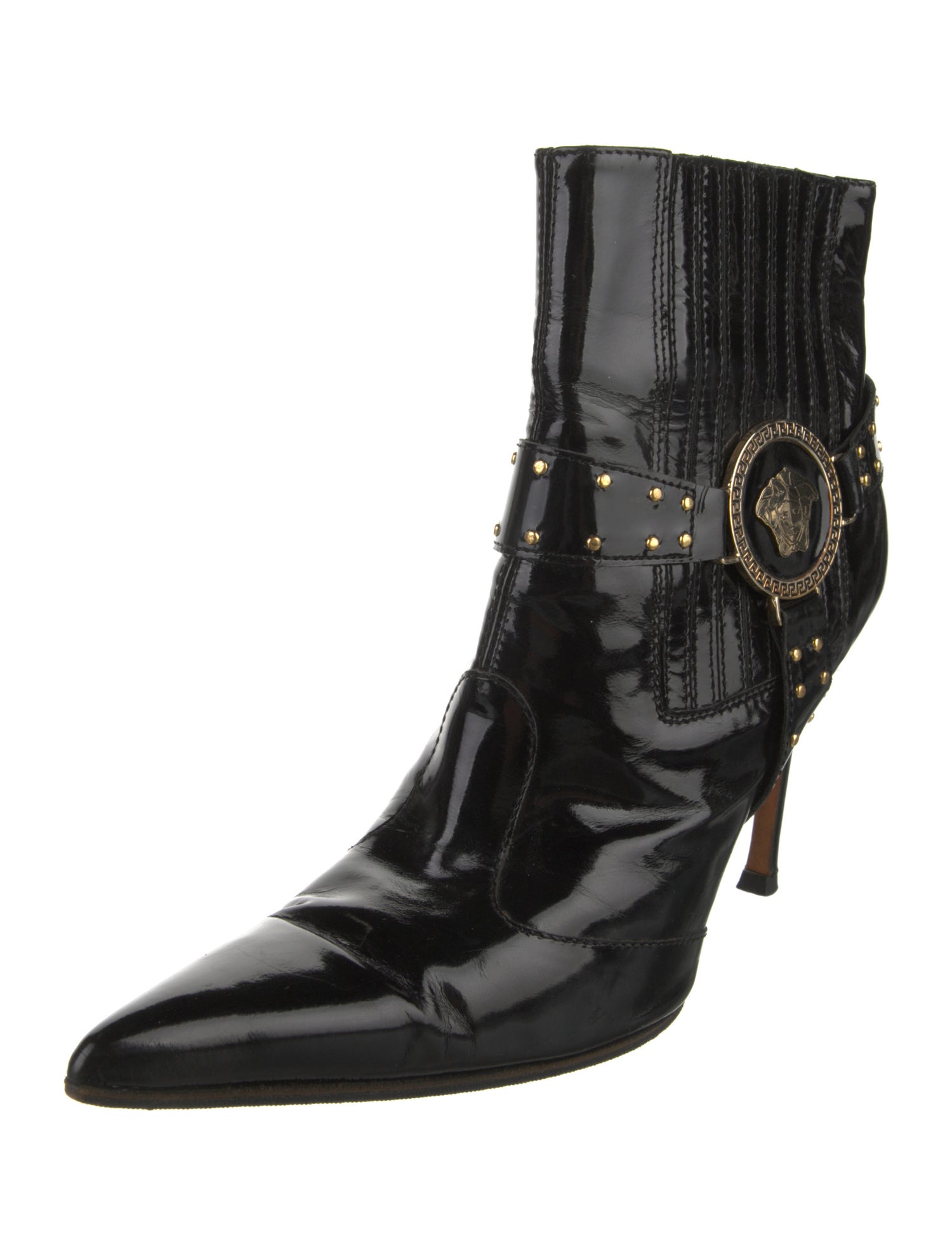 Versace Patent Leather Western Boots