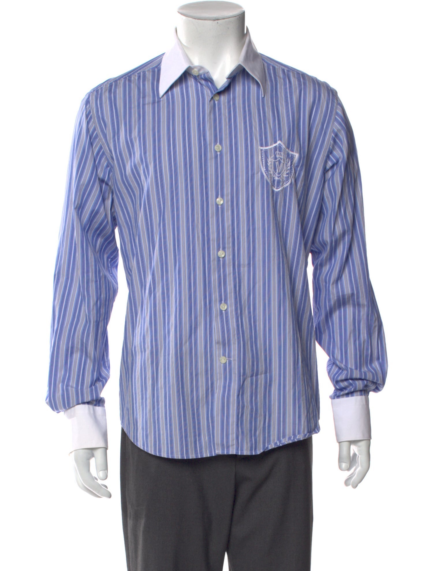 Versace Striped Long Sleeve Dress Shirt