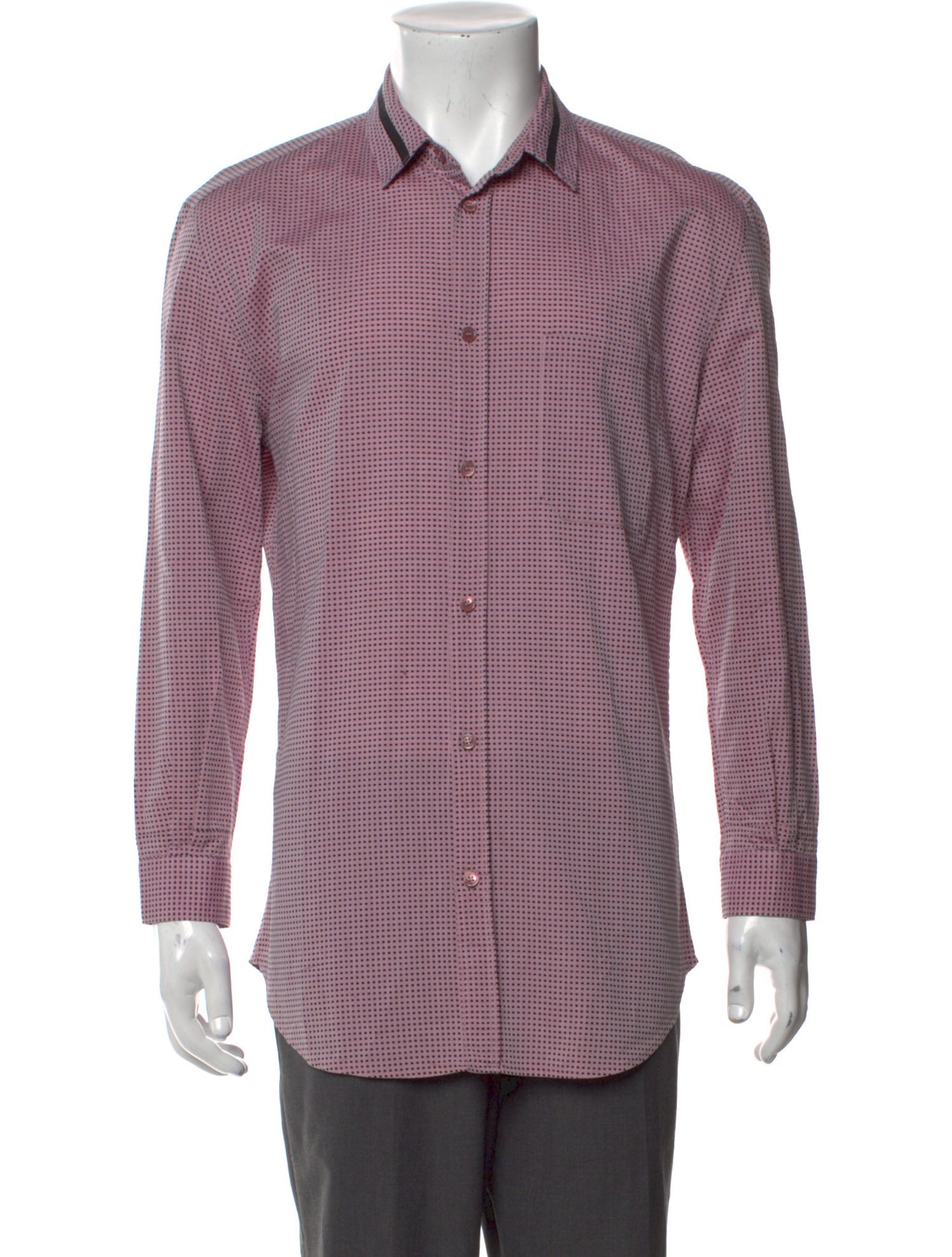 Versace Plaid Print Long Sleeve Dress Shirt