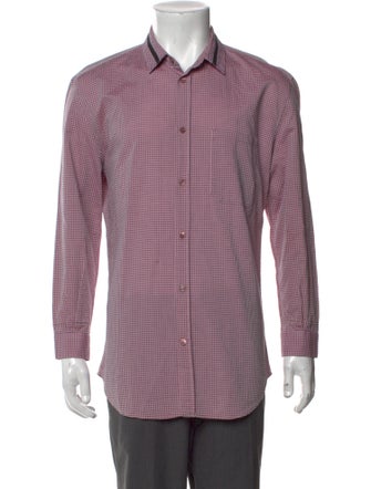 Versace Plaid Print Long Sleeve Dress Shirt