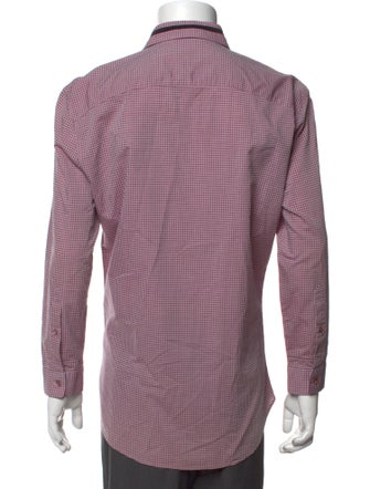 Versace Plaid Print Long Sleeve Dress Shirt