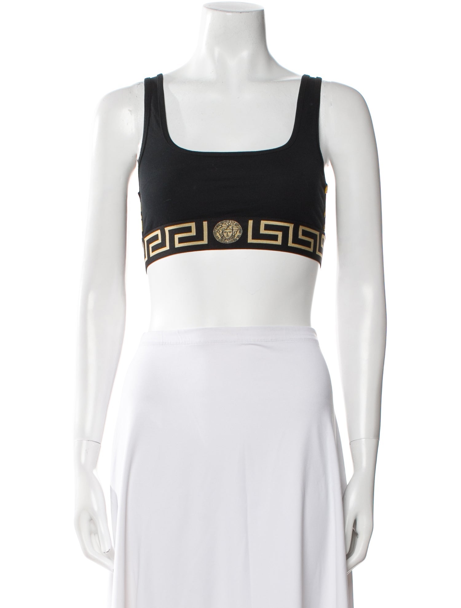 Versace Graphic Print Square Neckline Crop Top