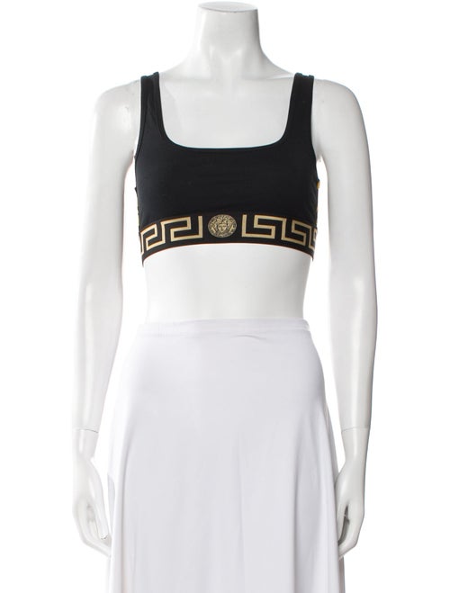 Versace Graphic Print Square Neckline Crop Top