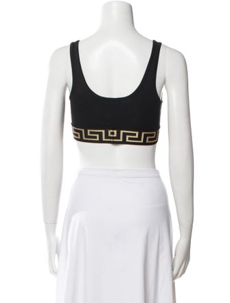 Versace Graphic Print Square Neckline Crop Top