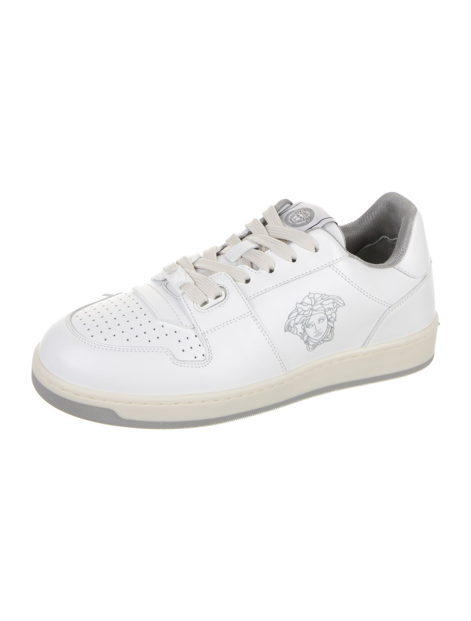 Versace Leather Graphic Print Sneakers