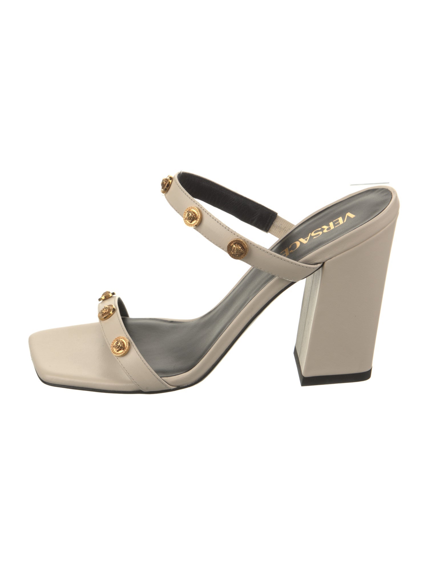 Versace Leather Studded Accents Slides