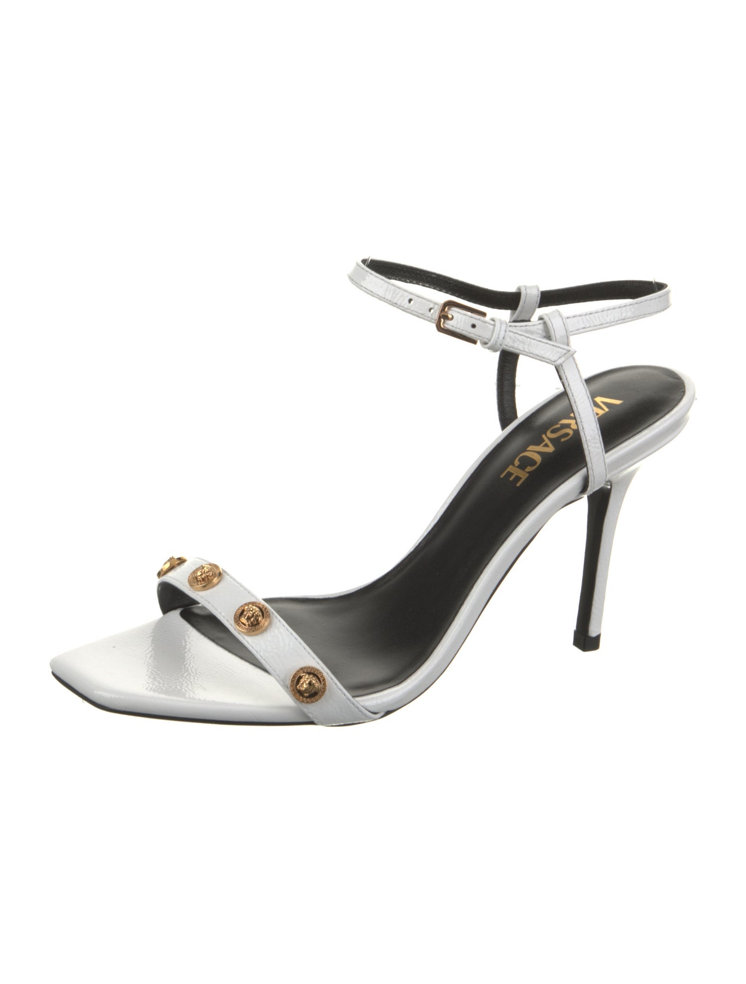Versace Patent Leather Studded Accents Sandals