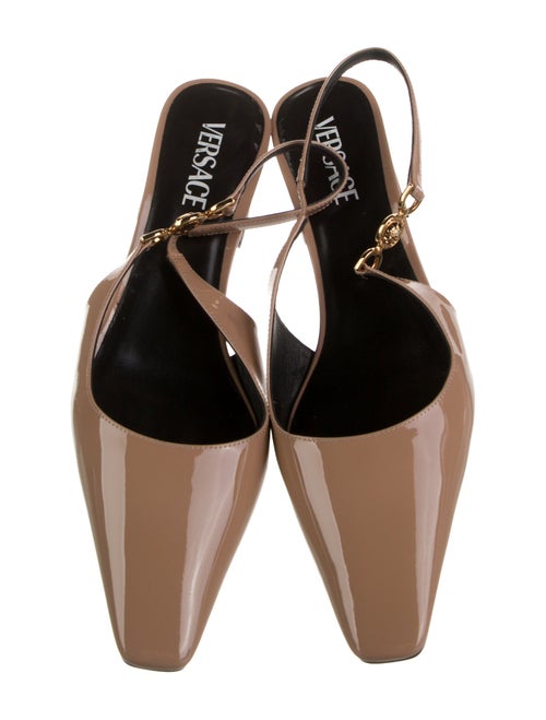 Versace Medusa Insignia Patent Leather Slingback Pumps
